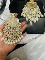 Long Pearl Golden Ear Rings