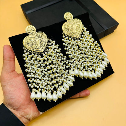 Long Pearl Golden Ear Rings